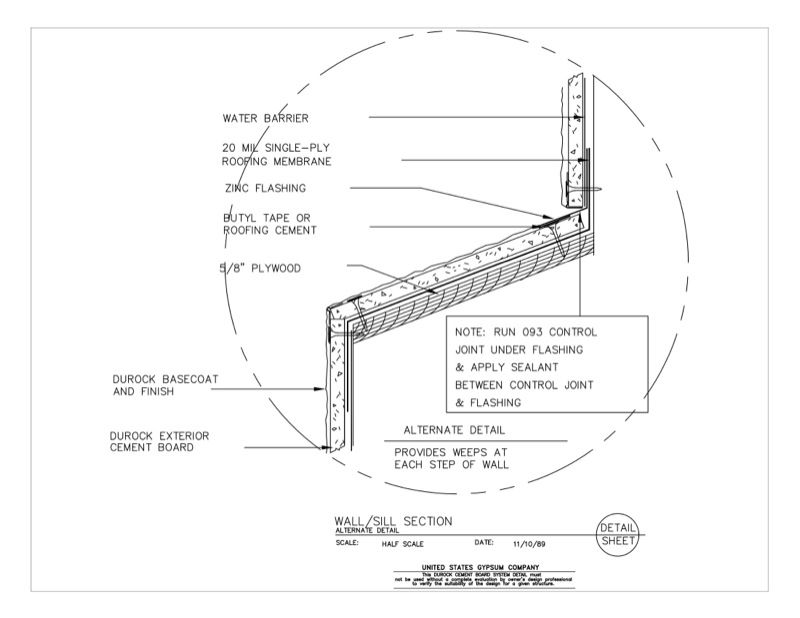 Design Details Details Page - Durock® Brand Wall-Sill Section Detail ...